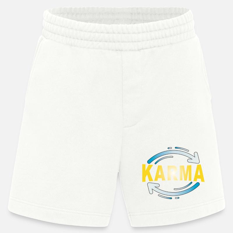 Karma - Minimalistisches Statement Design - Heavyweight Shorts - made by SPREAD  - OFF WHITE