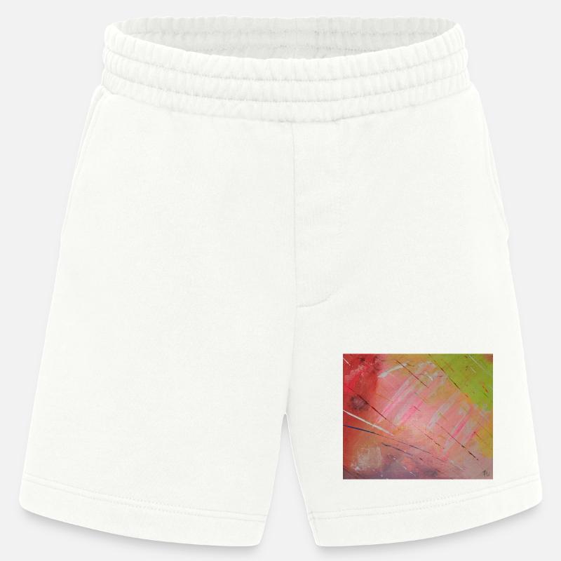 Neon Diagonal Stripe Abstract - Heavyweight Shorts - made by SPREAD  - OFF WHITE