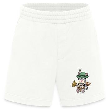 Lustige Katze in Lederhosen Tracht - Heavyweight Shorts - made by SPREAD  - OFF WHITE - Vorne