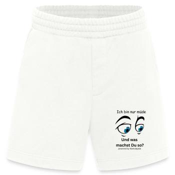 Minimalistisches Gesicht in Blau und Schwarz  - Heavyweight Shorts - made by SPREAD  - OFF WHITE - Vorne