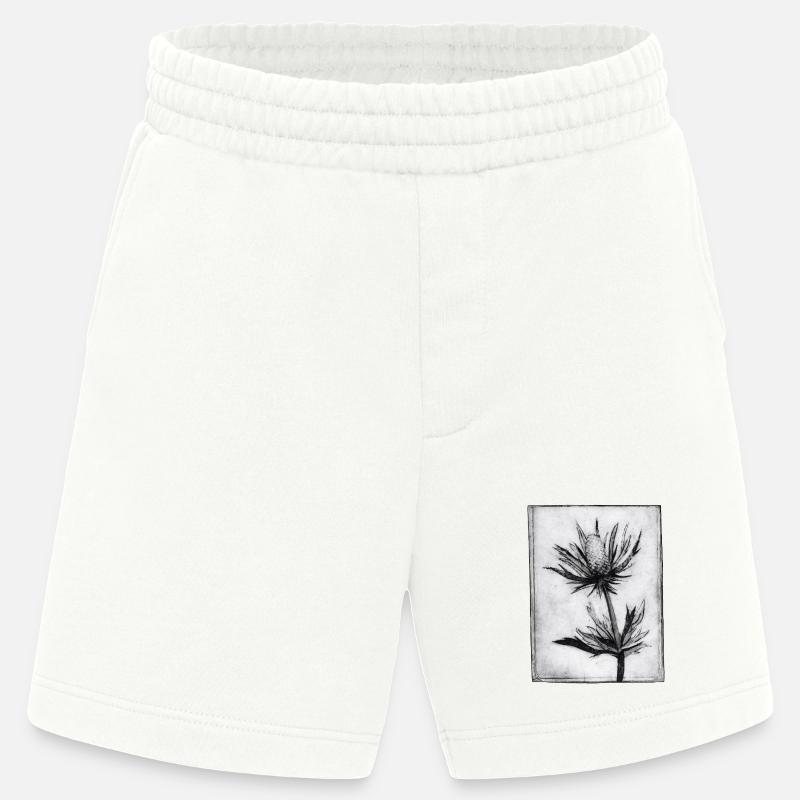 Distel - handgeschnitzte Druckvorlage - Heavyweight Shorts - made by SPREAD - OFF WHITE