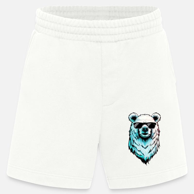 Cooler Eisbär - Polarbär mit Sonnenbrille - Heavyweight Shorts - made by SPREAD  - OFF WHITE