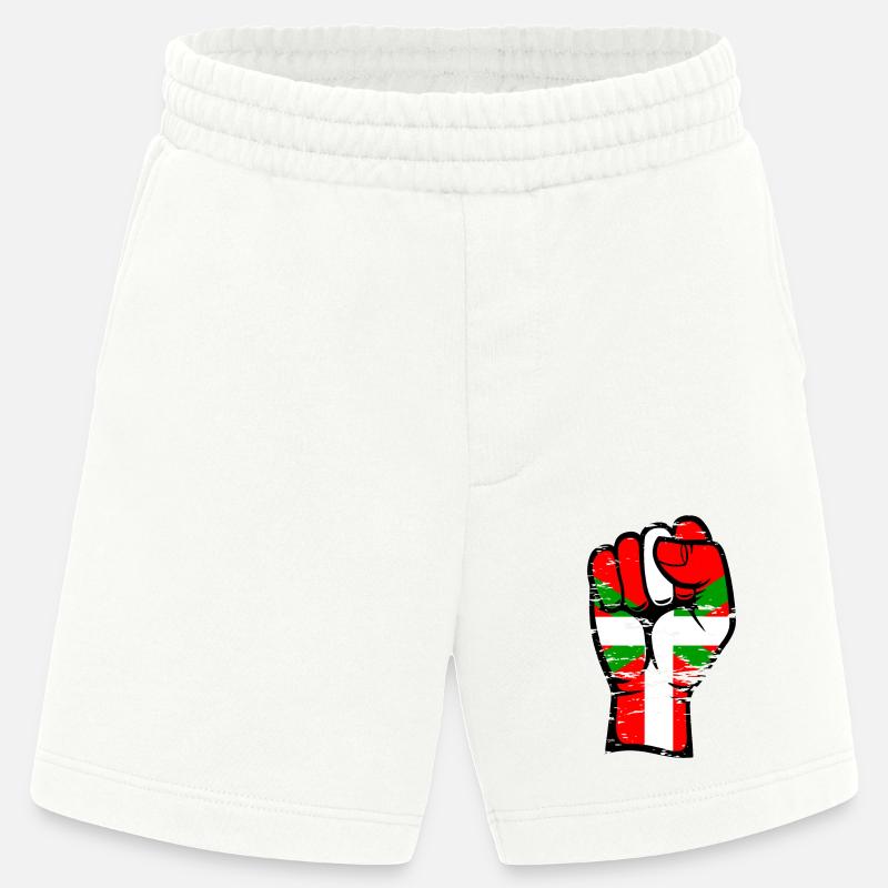 Poing de drapeau basque utilisé - Short bio épais fabriqué en UE - OFF WHITE