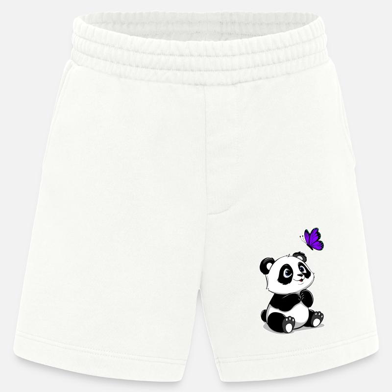 Panda mit fliegendem Schmetterling - Heavyweight Shorts - made by SPREAD  - OFF WHITE