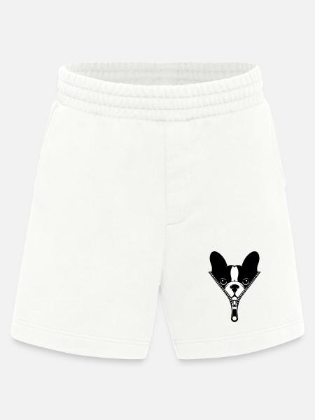 French Bulldog in a Zipper - Heavyweight Shorts - made by SPREAD - OFF WHITE