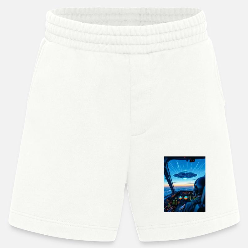 UFO Cockpit – Blick ins Unbekannte - Heavyweight Shorts - made by SPREAD  - OFF WHITE
