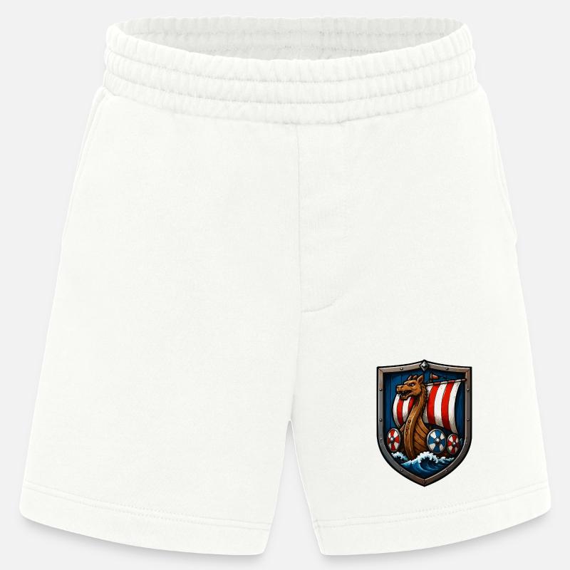 Wikinger Drachenboot Schild - Heavyweight Shorts - made by SPREAD  - OFF WHITE