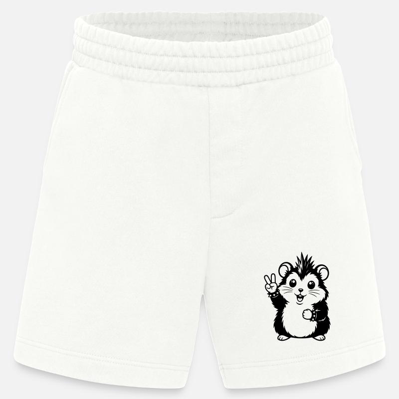 Punker Hamster mit Peace Zeichen - Heavyweight Shorts - made by SPREAD  - OFF WHITE