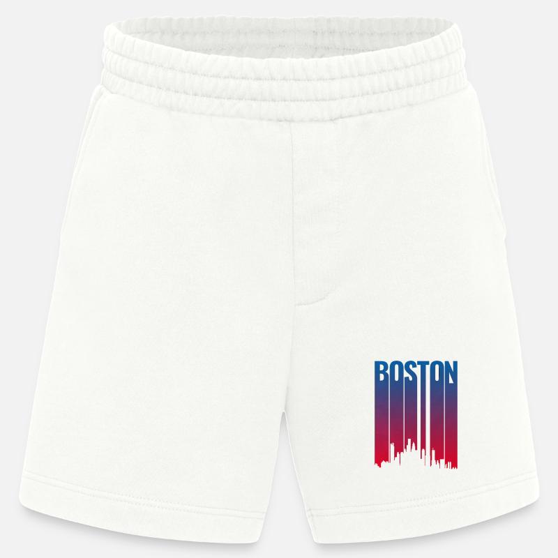 Boston Skyline Gradient Night - Heavyweight Shorts - made by SPREAD  - OFF WHITE