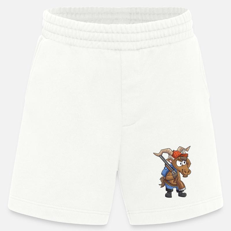Steinbock Jäger / Steinbock mit Jagdgewehr - Heavyweight Shorts - made by SPREAD - OFF WHITE
