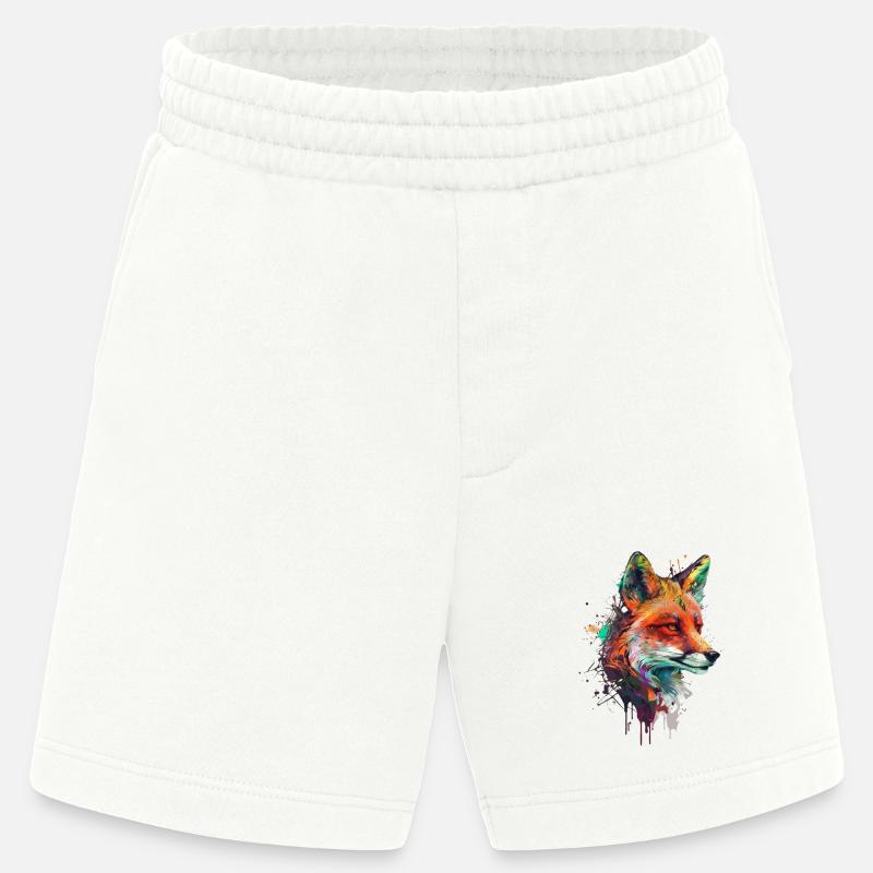 fuchs mit bunten farbklecksen - Heavyweight Shorts - made by SPREAD  - OFF WHITE