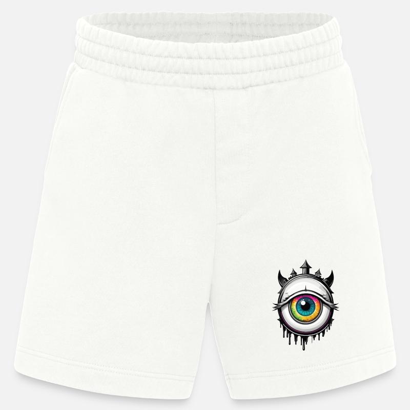 Ojo con cuernos - Pantalones cortos ecológicos de gran gramaje fabricada en la UE - OFF WHITE