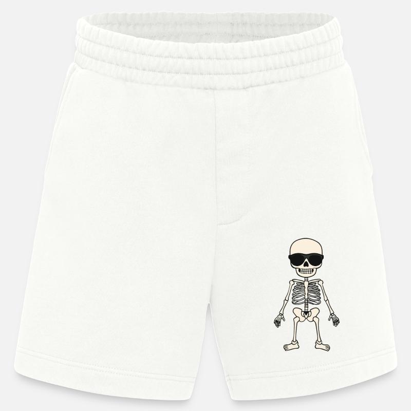 Skeleton Comic Halloween Cool - Heavyweight Shorts - made by SPREAD - OFF WHITE