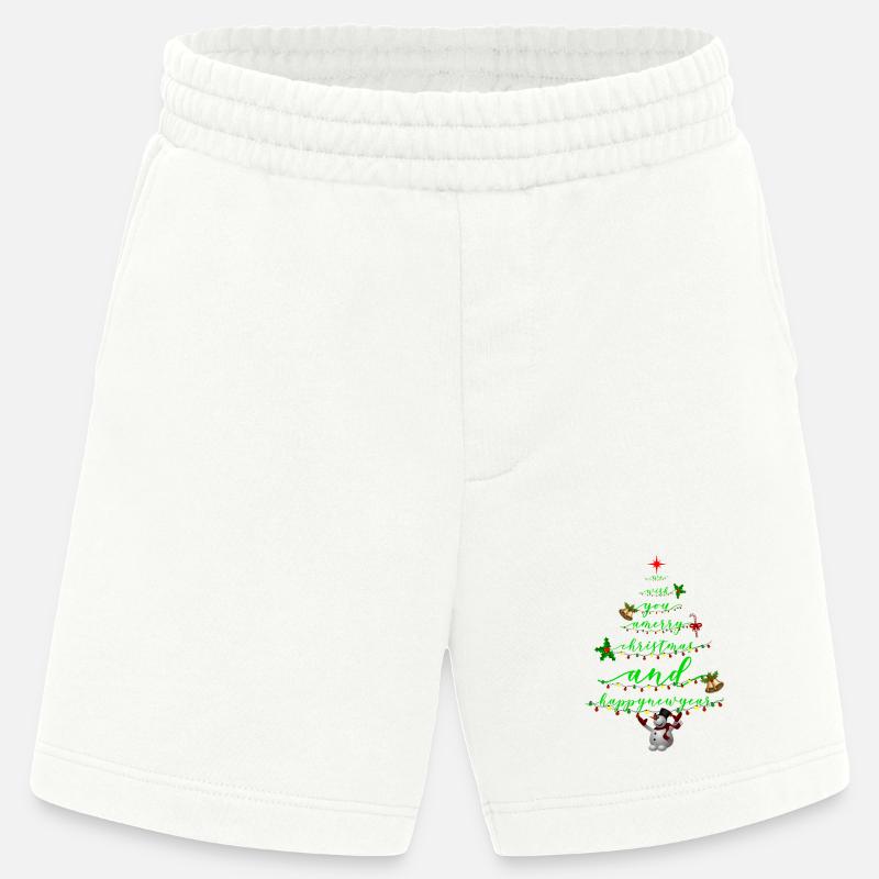 Script Christmas Tree with Snowman - Heavyweight Shorts - made by SPREAD  - OFF WHITE