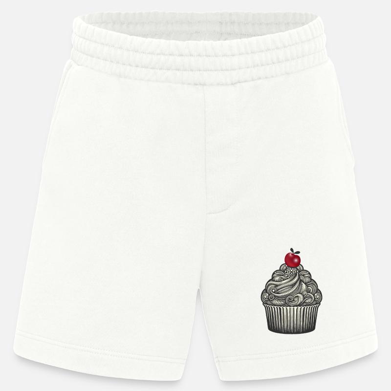 Topping mit Kirsche im Cupcake Förmchen - Heavyweight Shorts - made by SPREAD  - OFF WHITE