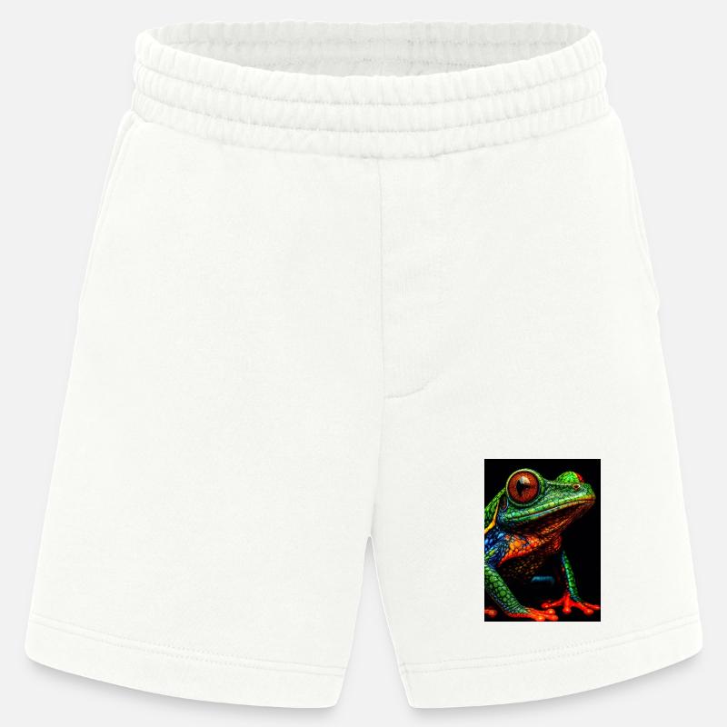 Lebendige Regenbogen-Laubfrosch-Illustration - Heavyweight Shorts - made by SPREAD  - OFF WHITE
