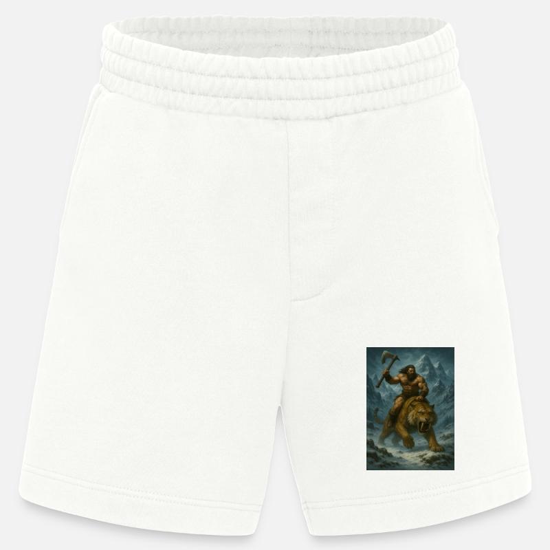 Wilder Krieger auf Sabertooth Tiger – Kunst - Heavyweight Shorts - made by SPREAD  - OFF WHITE