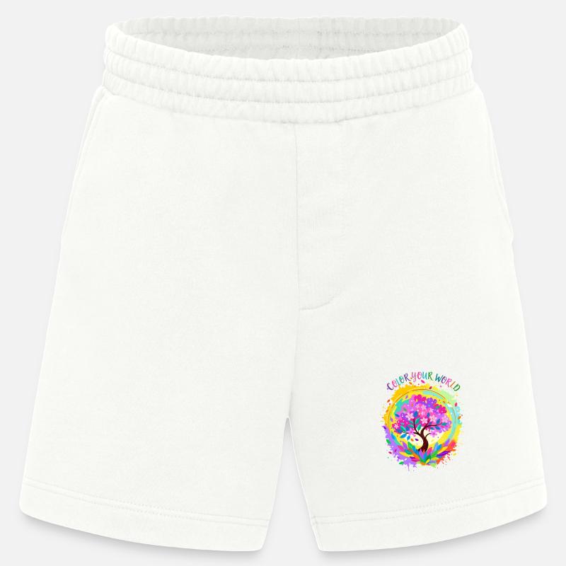 Farbenfroher blühender Baum - Heavyweight Shorts - made by SPREAD  - OFF WHITE