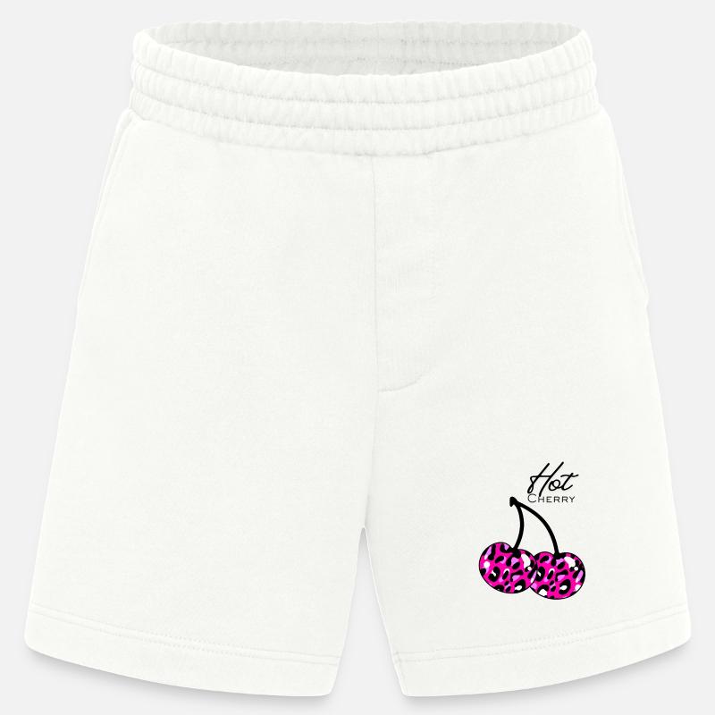 Pink leopard pattern cherry - Heavyweight Shorts - made by SPREAD  - OFF WHITE