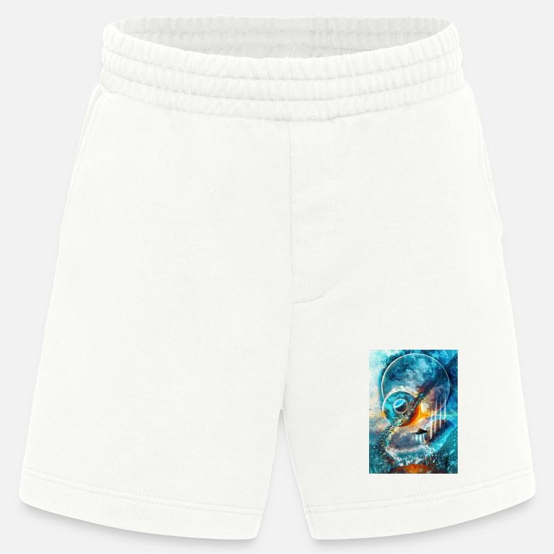 Blue Space Ring with Fire - Heavyweight Shorts - made by SPREAD - OFF WHITE