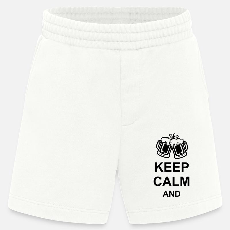 Beer Keep Calm Text - Heavyweight Shorts - made by SPREAD  - OFF WHITE