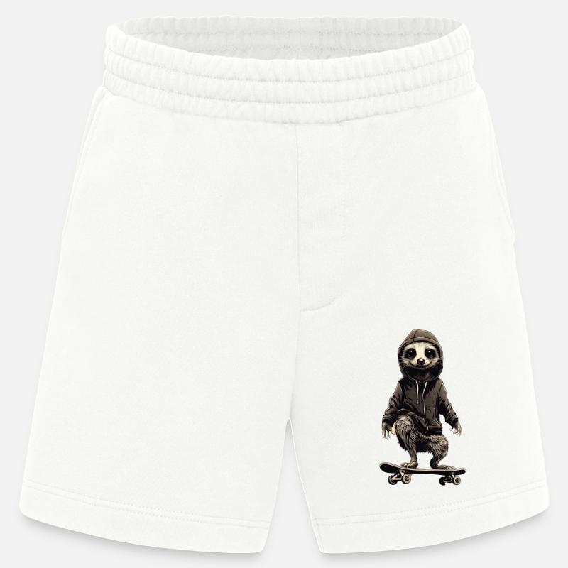 Suricate cool sur skateboard - Short bio épais fabriqué en UE - OFF WHITE