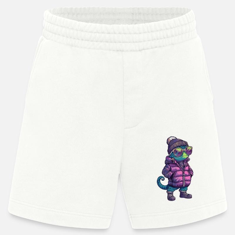 Caméléon Bande dessinée cool - Short bio épais fabriqué en UE - OFF WHITE