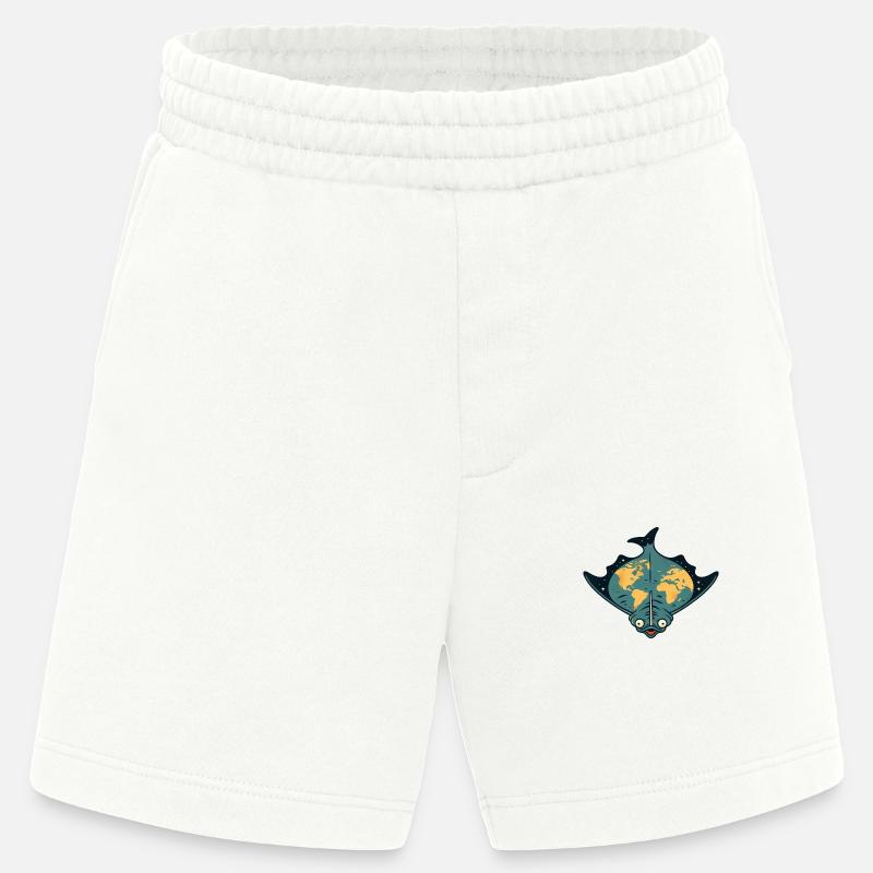 Flounder as Flat Earth Funny - Heavyweight Shorts - made by SPREAD  - OFF WHITE