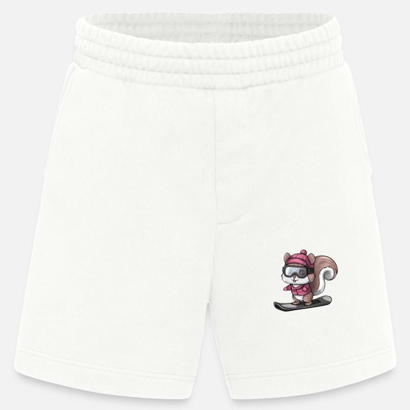 Cooler Eichhörnchen Snowboarder Wintersport - Heavyweight Shorts - made by SPREAD  - OFF WHITE