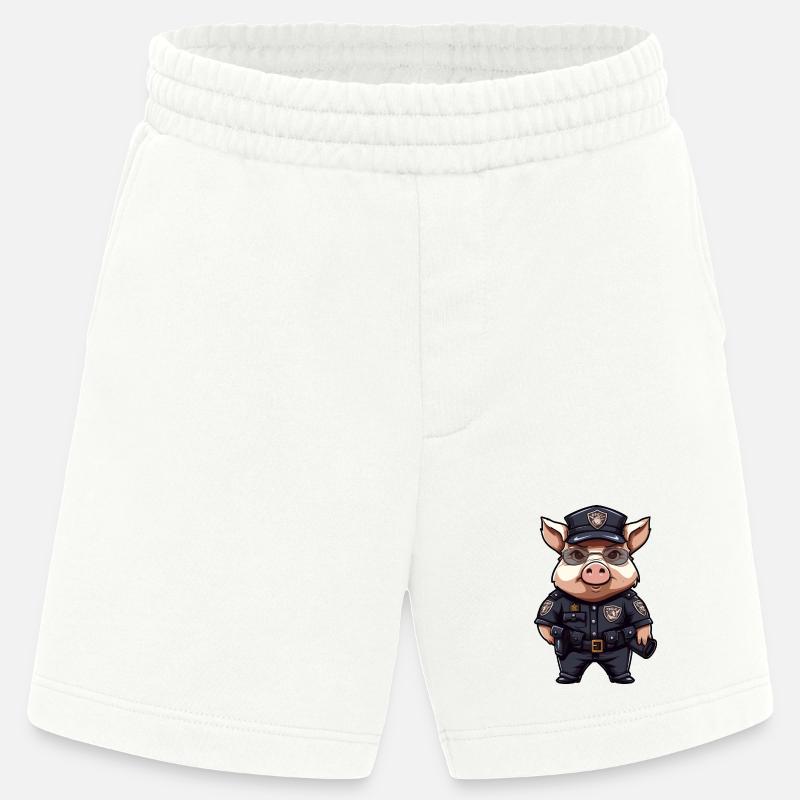 Piggy Policeman - Heavyweight Shorts - made by SPREAD  - OFF WHITE