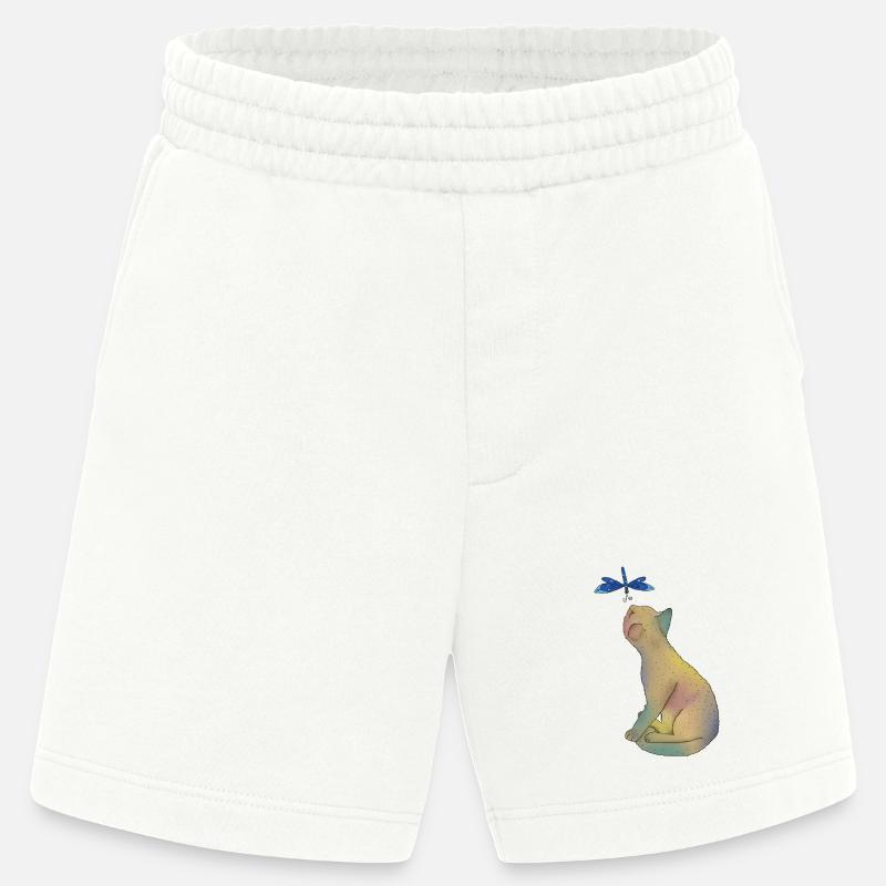 Katze mit blauer Libelle - Heavyweight Shorts - made by SPREAD  - OFF WHITE