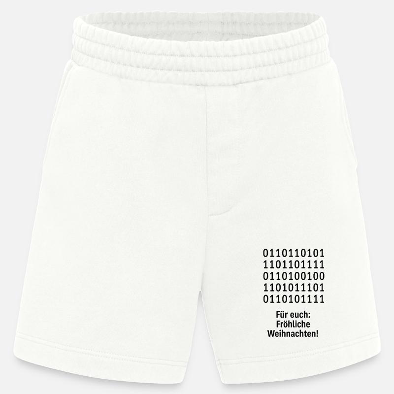 Weihnachtscode Binärmuster - Heavyweight Shorts - made by SPREAD  - OFF WHITE