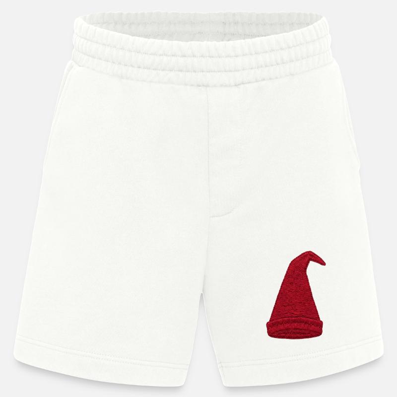 Gnome hat in embroidered look (printed) - Heavyweight Shorts - made by SPREAD  - OFF WHITE