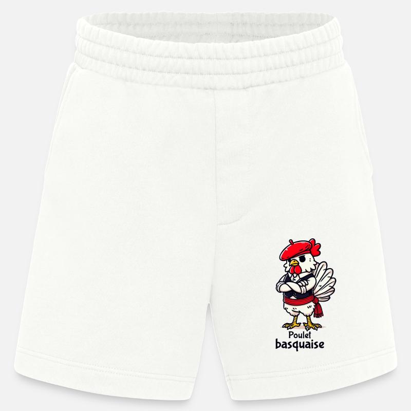 Poulet Basquaise - Dunkler Text - Heavyweight Shorts - made by SPREAD  - OFF WHITE