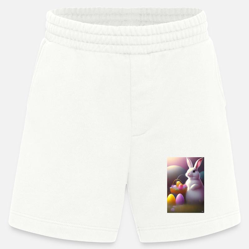 Easter Bunny with Easter Eggs - Heavyweight Shorts - made by SPREAD - OFF WHITE