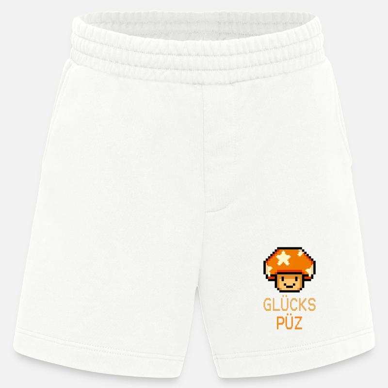 Glückspüz - Lucky Guy, Dialecte, Pixel - Short bio épais fabriqué en UE - OFF WHITE