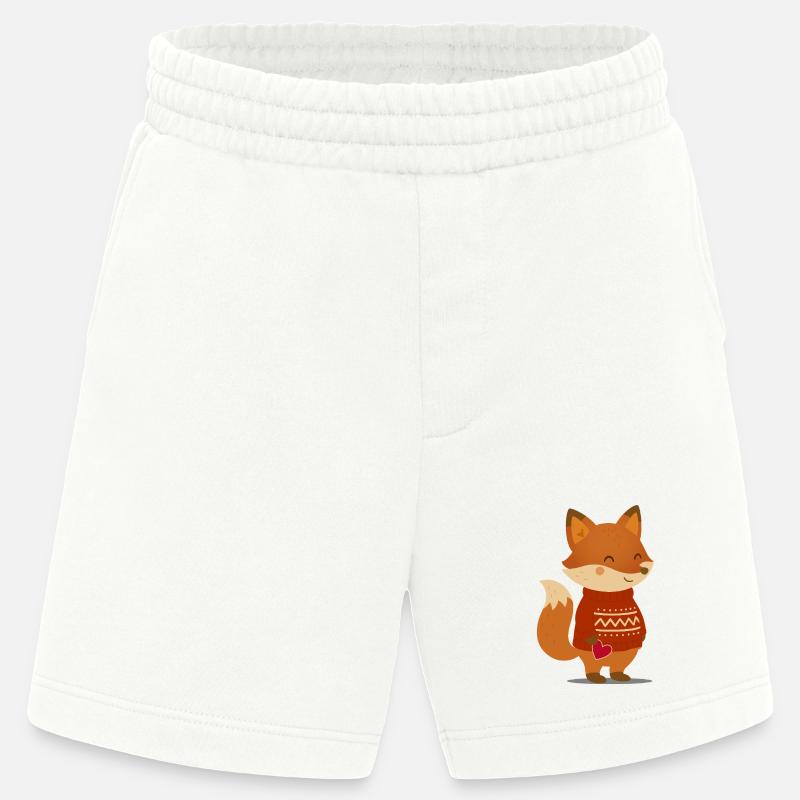 Süßer Fuchs im Pullover mit Herz - Heavyweight Shorts - made by SPREAD  - OFF WHITE