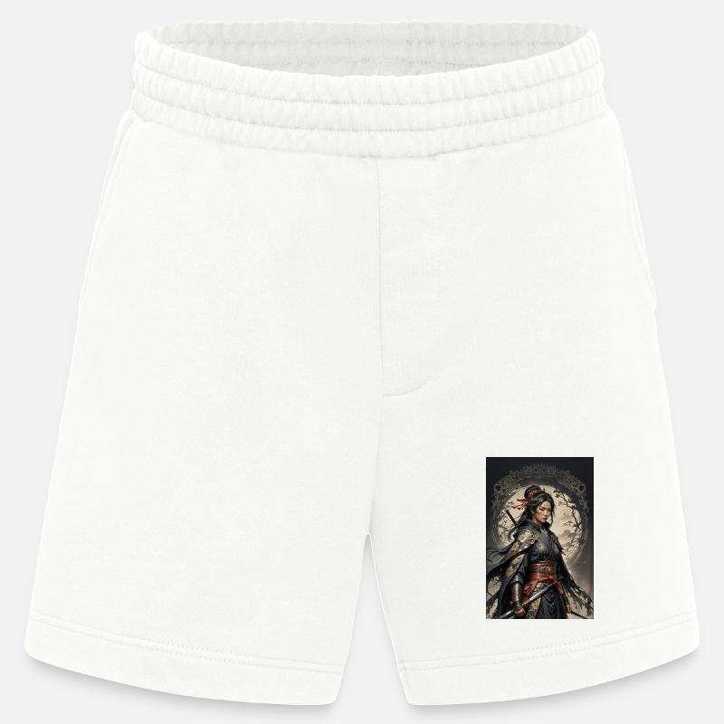 Dunkle Samurai Kriegerin im Kimono - Heavyweight Shorts - made by SPREAD  - OFF WHITE