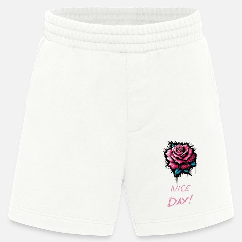 Rose NICE DAY - Saint-Valentin - Short bio épais fabriqué en UE - OFF WHITE