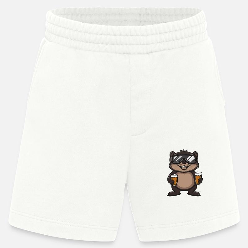 Biber Apres Ski Bier Comic - Heavyweight Shorts - made by SPREAD  - OFF WHITE