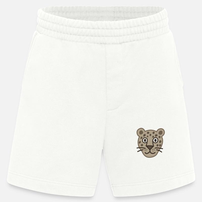 Dessin animé mignon visage de léopard - Short bio épais fabriqué en UE - OFF WHITE