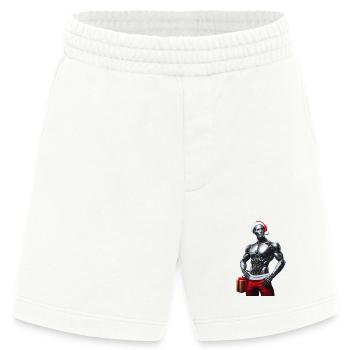 Cyber-robot mit Weihnachtsmütze und Geschenk - Heavyweight Shorts - made by SPREAD  - OFF WHITE - Vorne