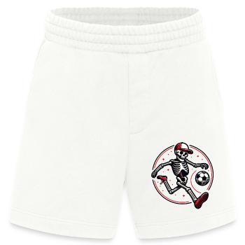 Funny skeleton with baseball cap playing football - Heavyweight Shorts - made by SPREAD  - OFF WHITE - Front