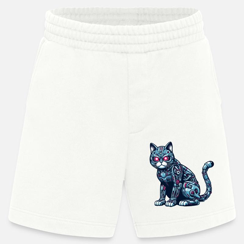 Cat Robot Cyborg Mechanical - Heavyweight Shorts - made by SPREAD  - OFF WHITE