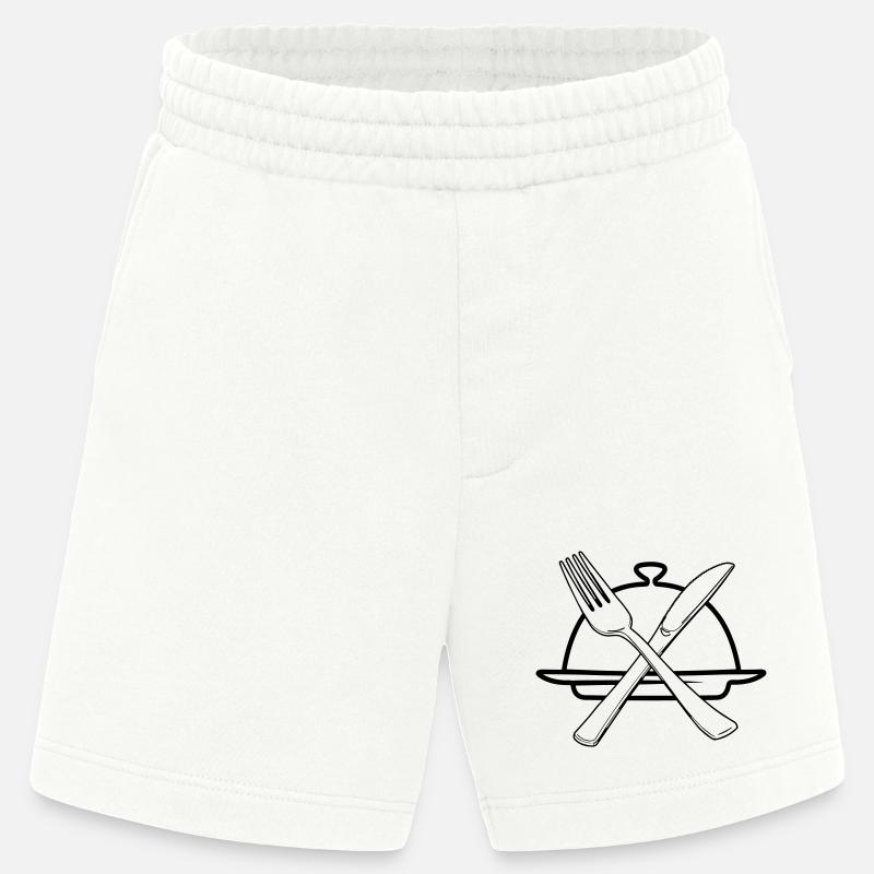 Transparente Schüssel mit Messer und Gabel - Heavyweight Shorts - made by SPREAD  - OFF WHITE