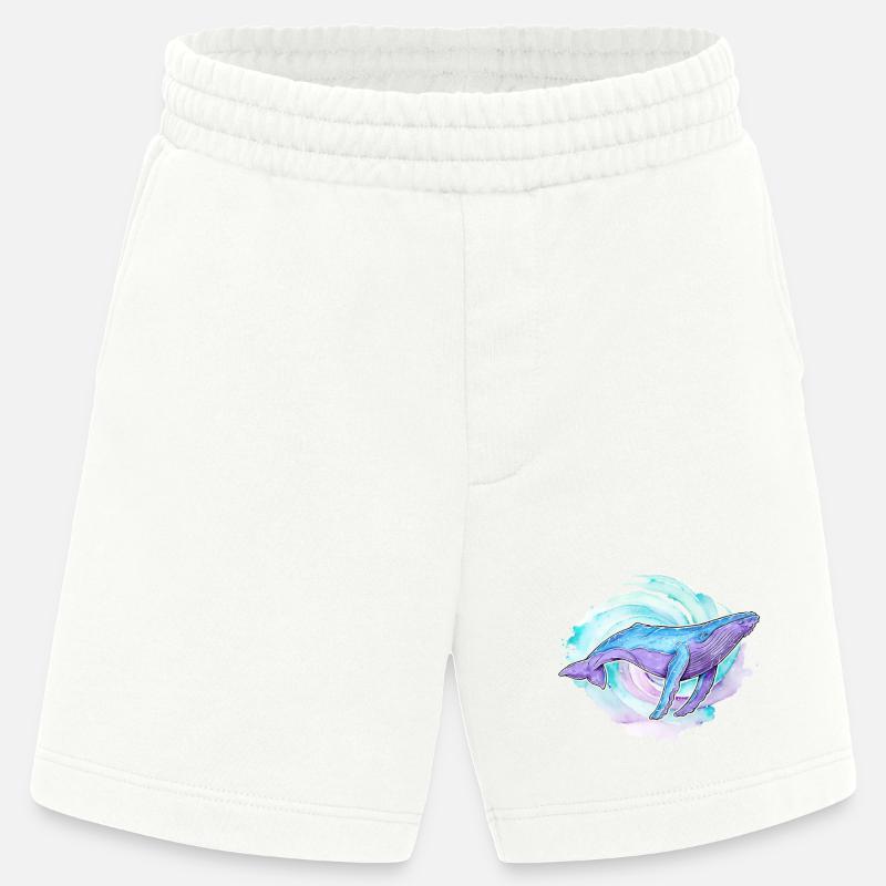 Buckelwal Aquarell - Heavyweight Shorts - made by SPREAD  - OFF WHITE