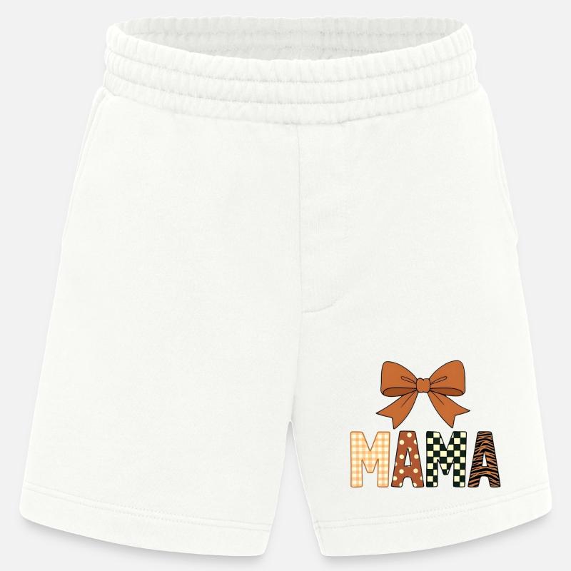Bunte, verspielte MAMA-Texte mit mädchenhafter Schleife - Heavyweight Shorts - made by SPREAD - OFF WHITE