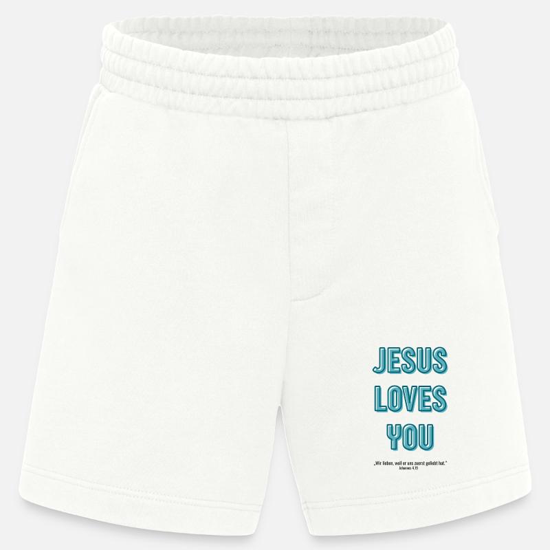 Jesus loves you in 3D script - Heavyweight Shorts - made by SPREAD - OFF WHITE