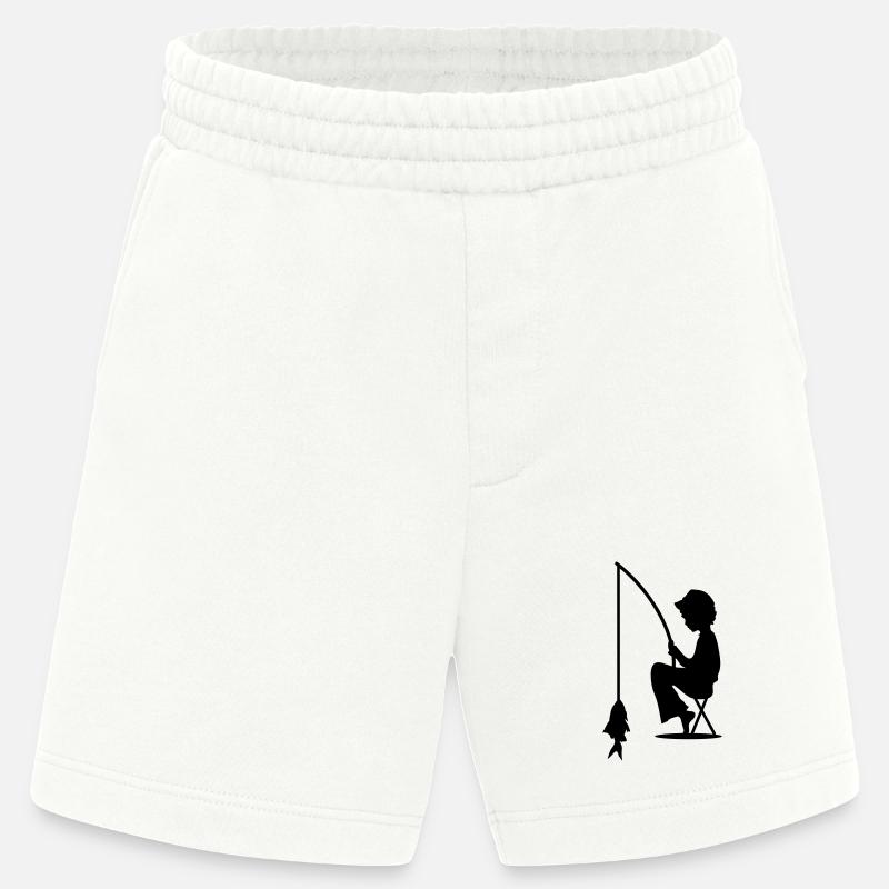 Junge angelt einen Fisch - Heavyweight Shorts - made by SPREAD  - OFF WHITE
