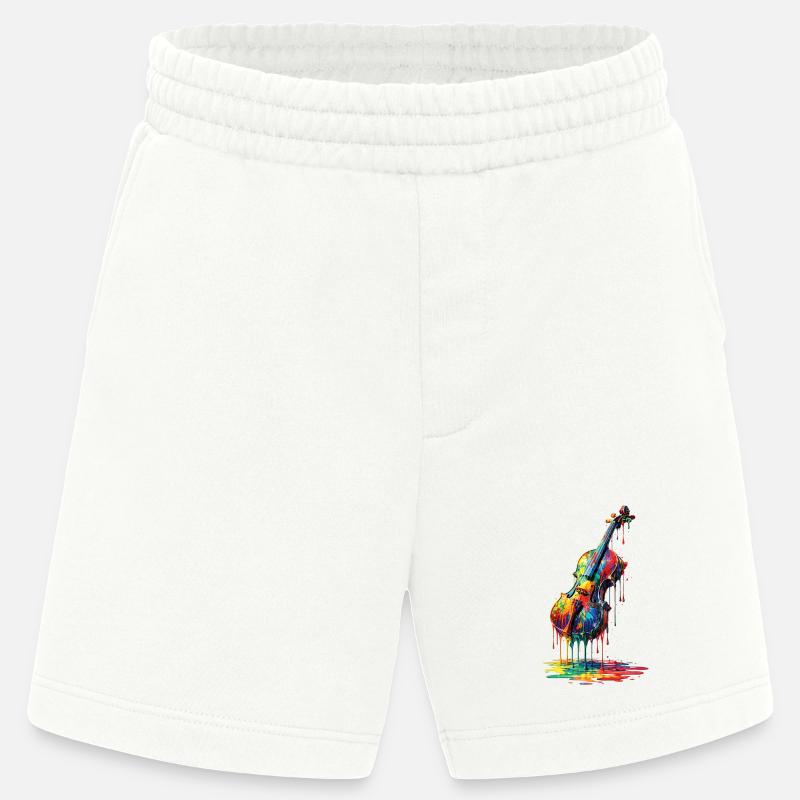 Geige mit tropfender Farbe - Heavyweight Shorts - made by SPREAD  - OFF WHITE